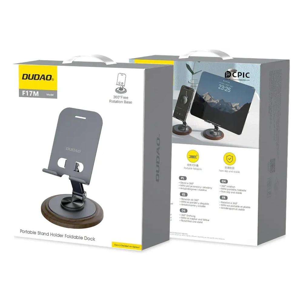 Podstawka do telefonu Dudao F17M 360° metalowa szara