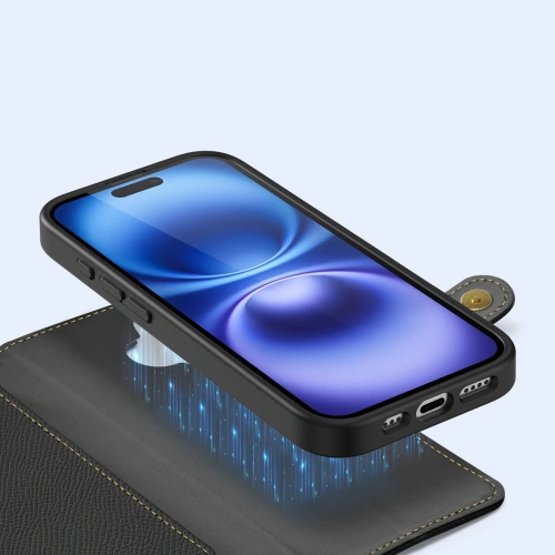 Etui z klapką Dux Ducis Lawa do Apple iPhone 16 czarne