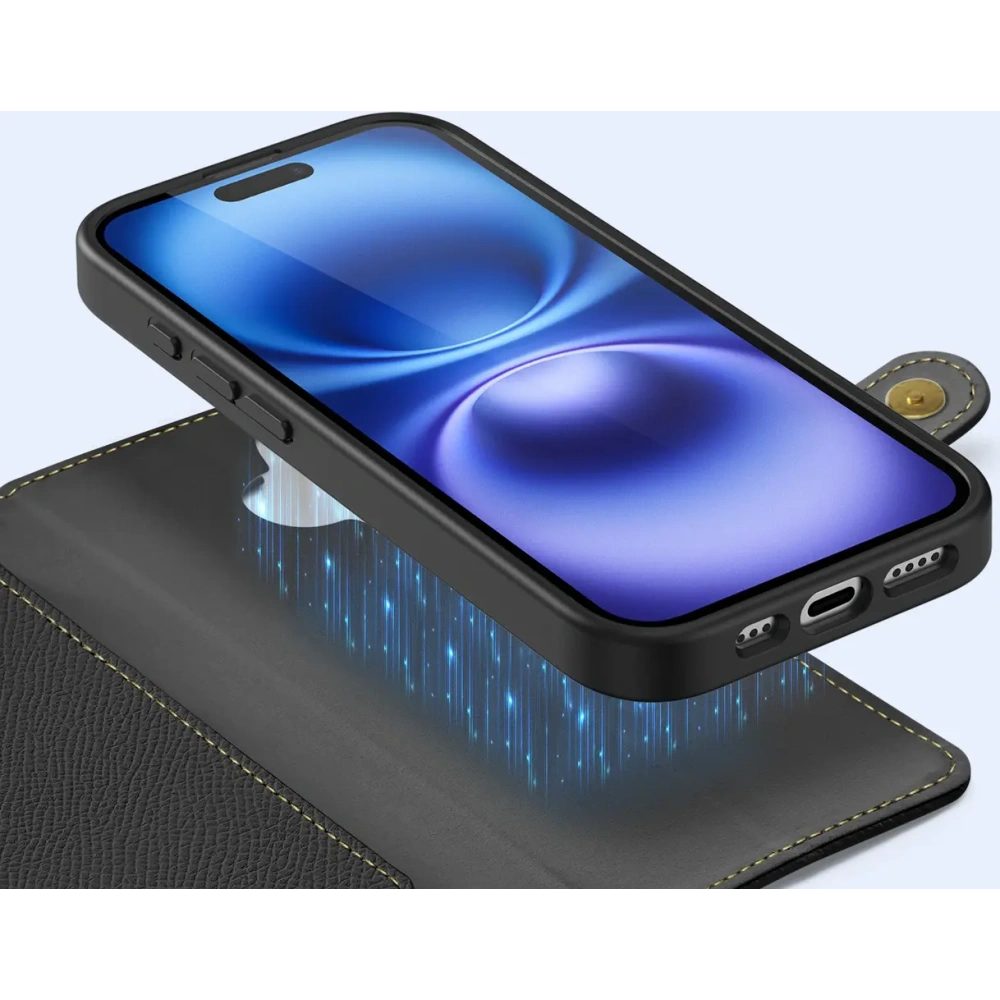 Etui z klapką Dux Ducis Lawa do Apple iPhone 16 czarne