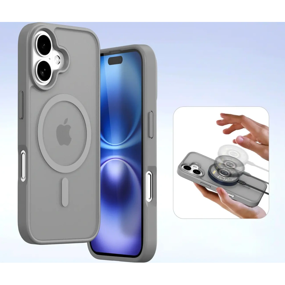 Etui z klapką Dux Ducis Lawa do Apple iPhone 16 z odłączanym portfelem magnetycznym szare