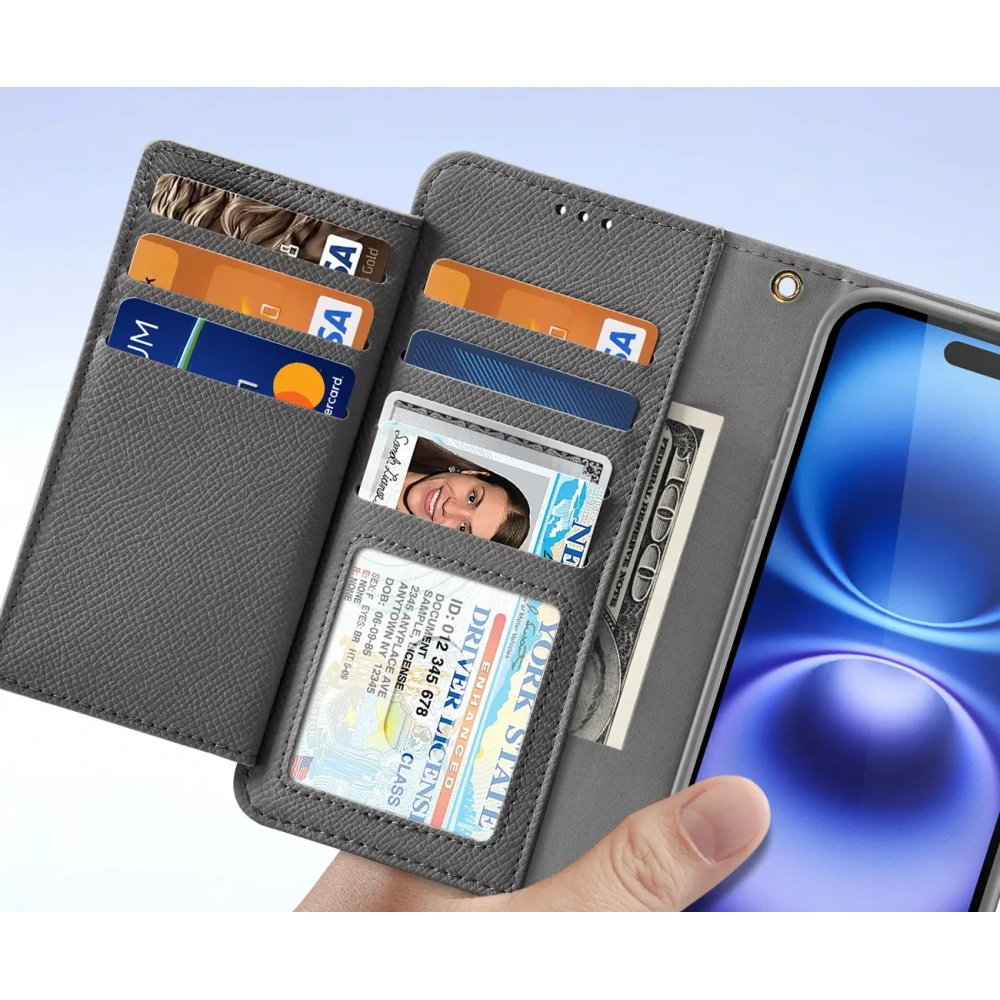 Etui z klapką Dux Ducis Lawa do Apple iPhone 16 z odłączanym portfelem magnetycznym szare