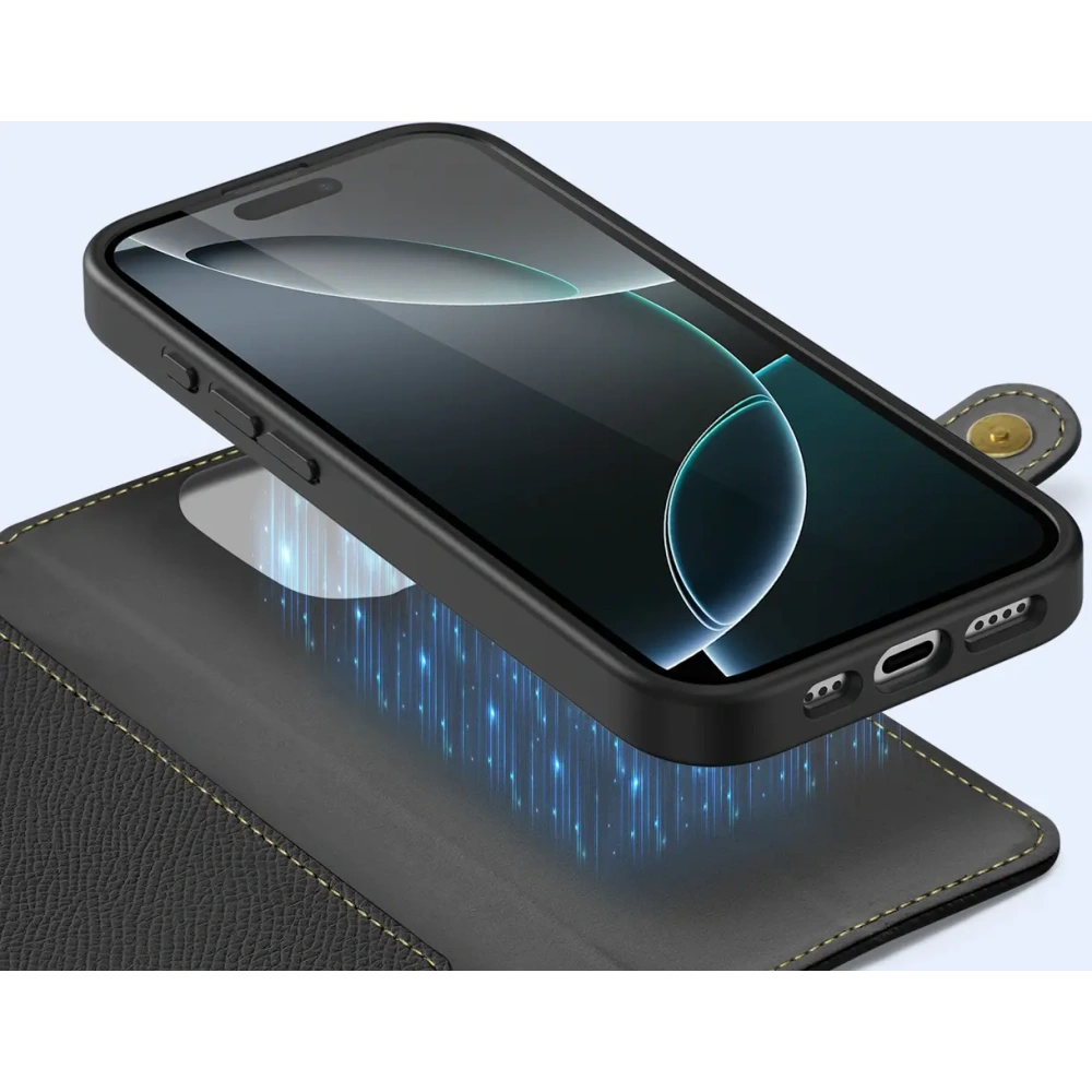 Etui z klapką Dux Ducis Lawa do Apple iPhone 16 Pro czarne