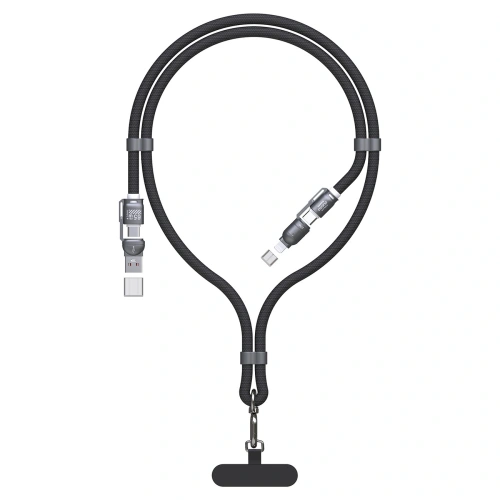 Kabel 4w1 ze smyczką Dudao L20MAX USB-A / USB-C 65W, USB-C / Lightning 27W PD QC 1.5m czarny
