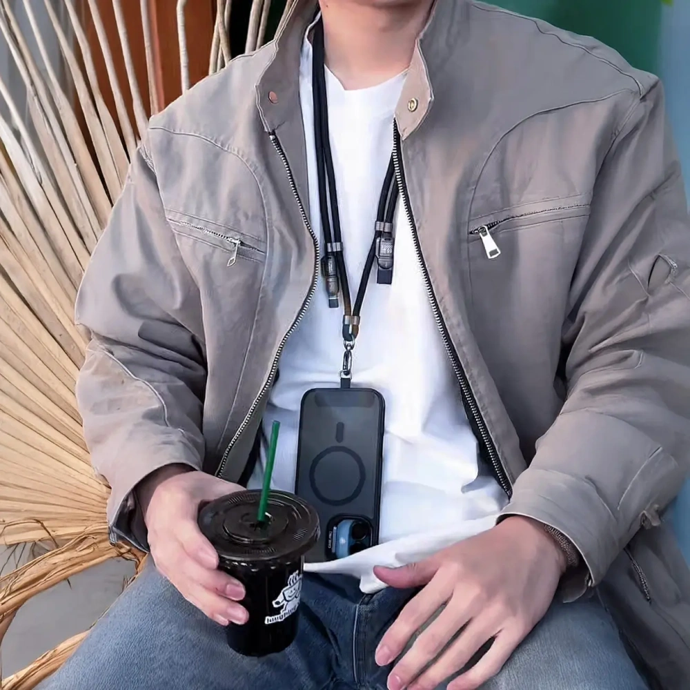 Kabel 4w1 ze smyczką Dudao L20MAX USB-A / USB-C 65W, USB-C / Lightning 27W PD QC 1.5m czarny