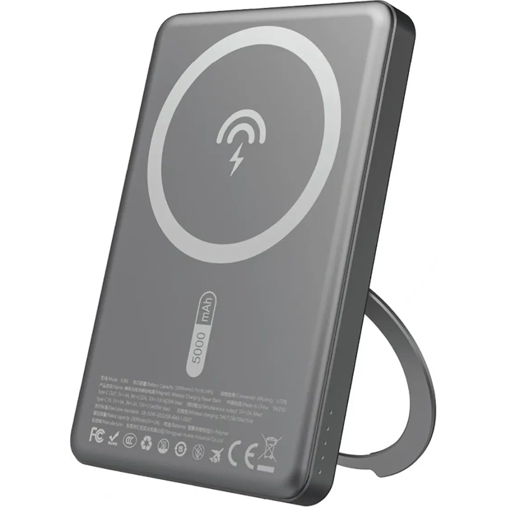 Powerbank bezprzewodowy Dudao K28S 20W PD 5000mAh z MagSafe i podstawką szary
