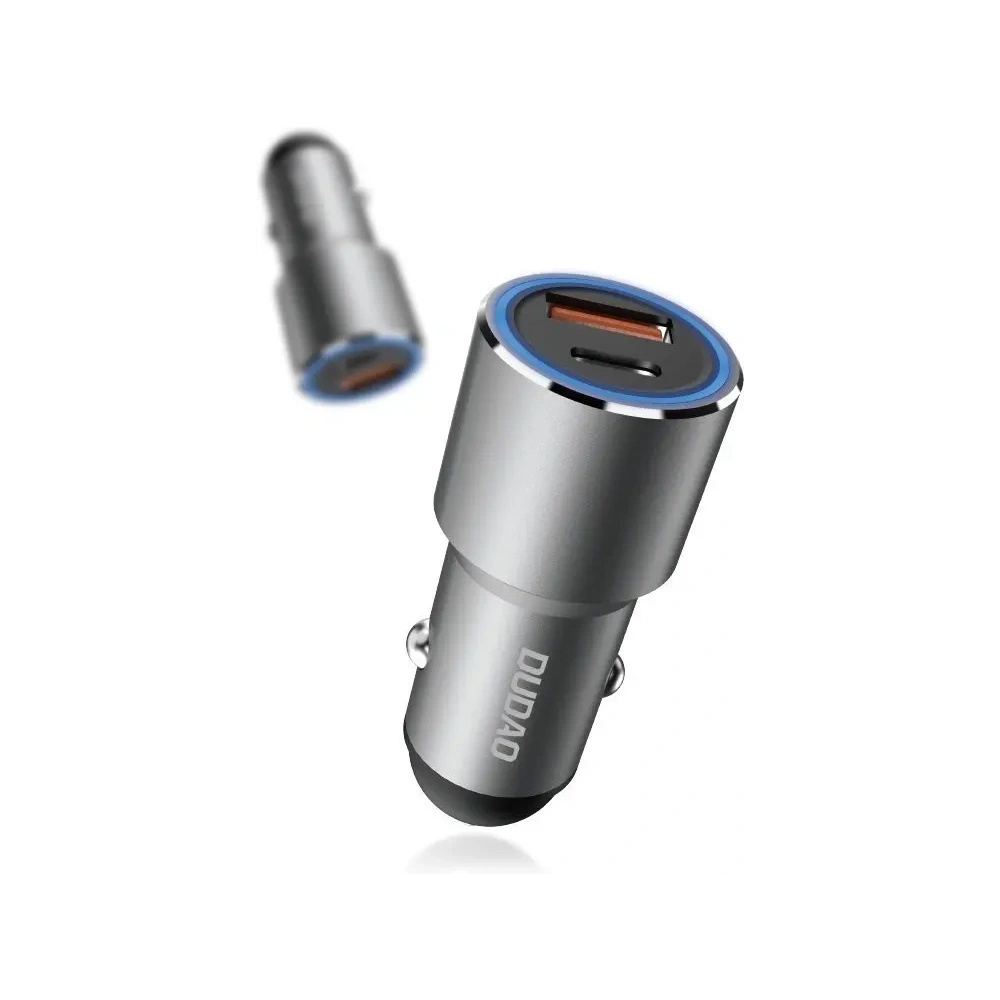Ładowarka samochodowa Dudao R4PQ USB-A, USB-C Power Delivery Quick Charge 22.5W szary