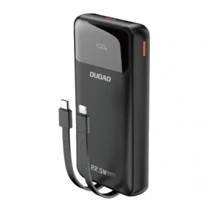 Powerbank Dudao K15Pro 20000mAh 22.5W PD USB-C / USB-A / wbudowane kable Lightning, USB-C czarny
