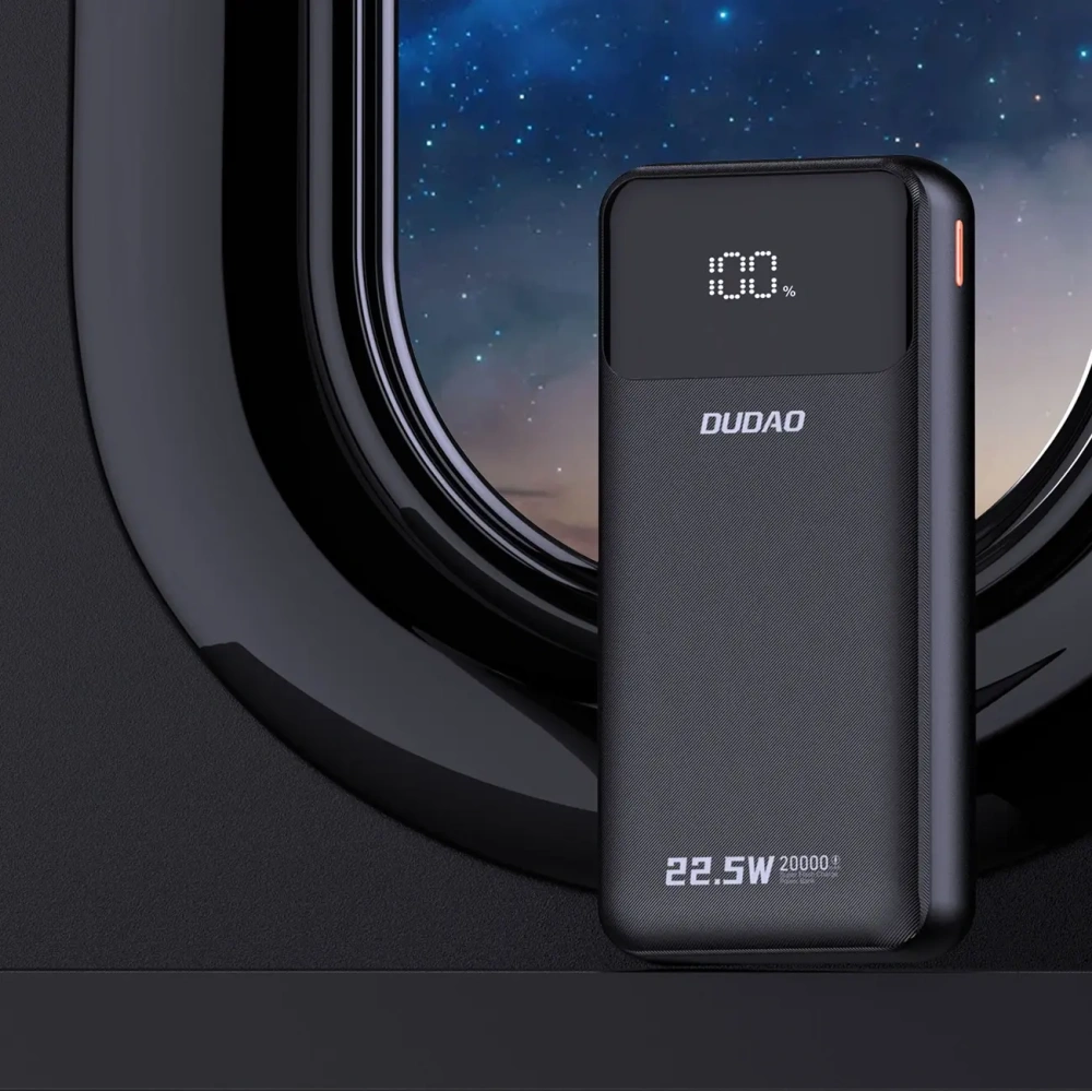 Powerbank Dudao K15Pro 20000mAh 22.5W PD USB-C / USB-A / wbudowane kable Lightning, USB-C czarny