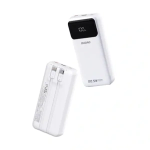 Powerbank Dudao K15Pro 20000mAh 22.5W PD USB-C / USB-A / wbudowane kable Lightning, USB-C biały