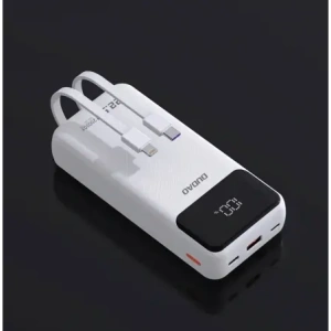 Powerbank Dudao K15Pro 20000mAh 22.5W PD USB-C / USB-A / wbudowane kable Lightning, USB-C biały