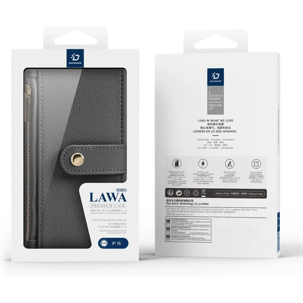 Etui z klapką Dux Ducis Lawa do Apple iPhone 15 szare