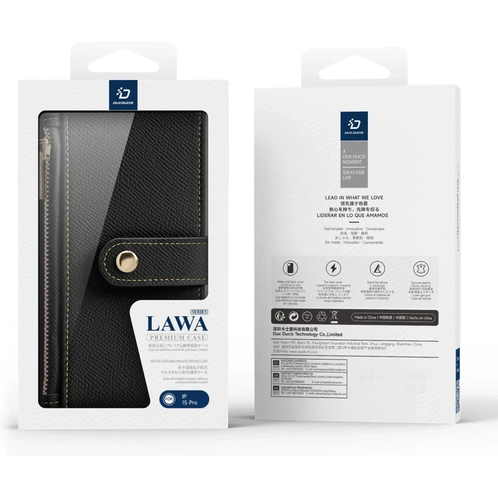 Etui z klapką Dux Ducis Lawa do Apple iPhone 15 Pro czarne