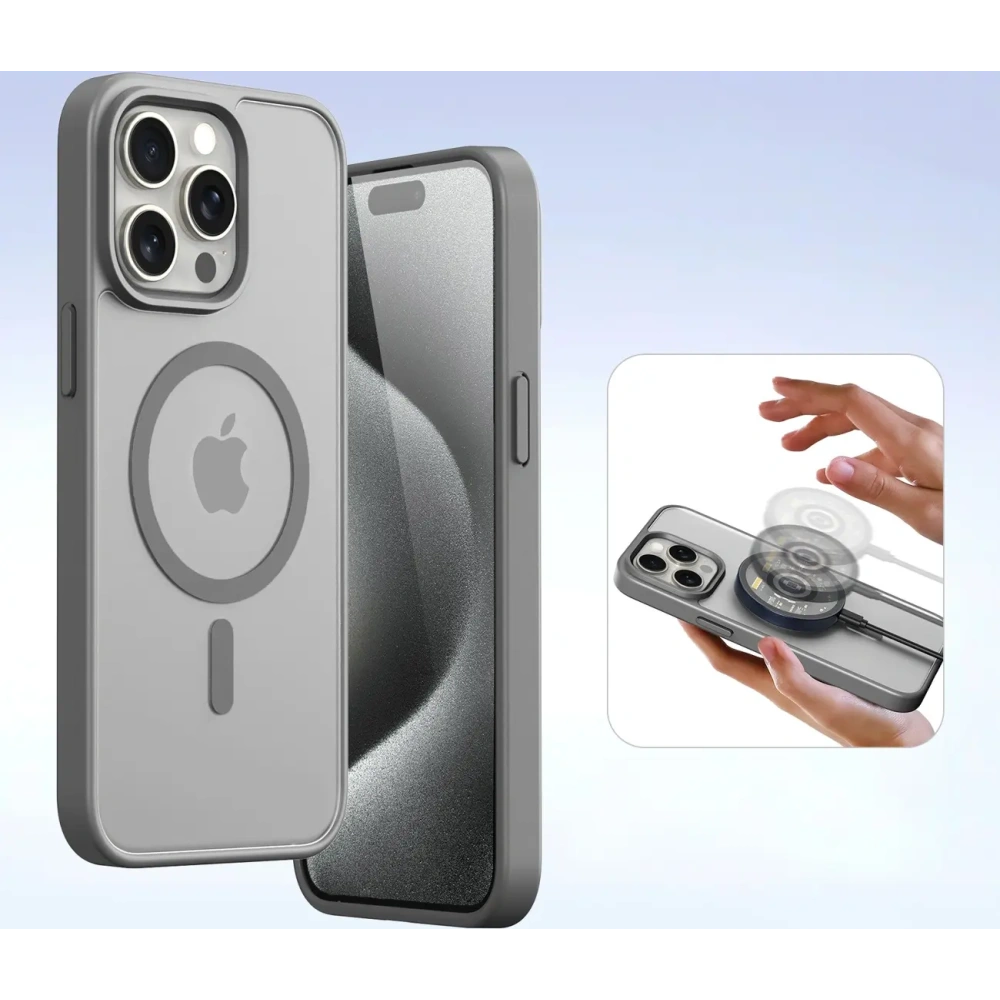 Etui z klapką Dux Ducis Lawa do Apple iPhone 15 Pro szare