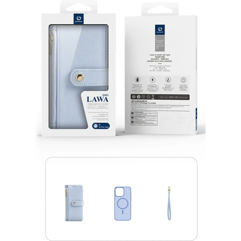 Etui z klapką Dux Ducis Lawa do Apple iPhone 15 Pro niebieskie