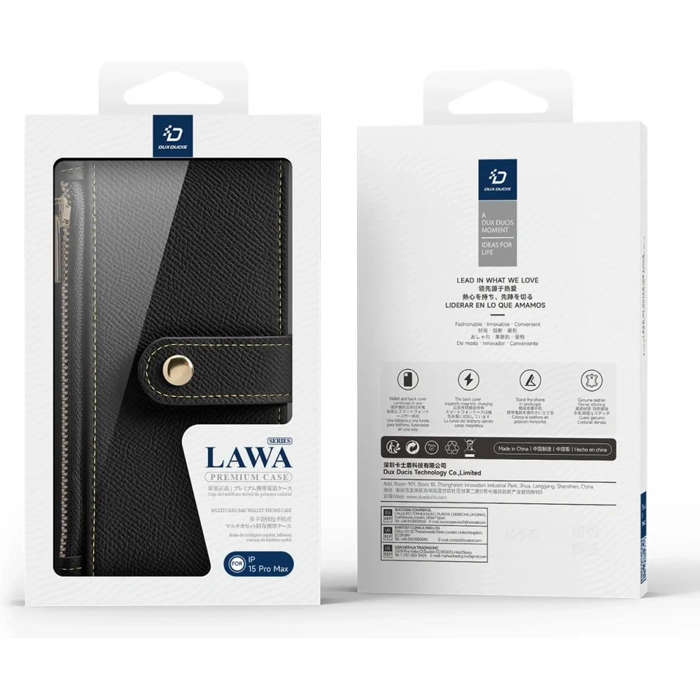 Etui z klapką Dux Ducis Lawa do Apple iPhone 15 Pro Max czarne