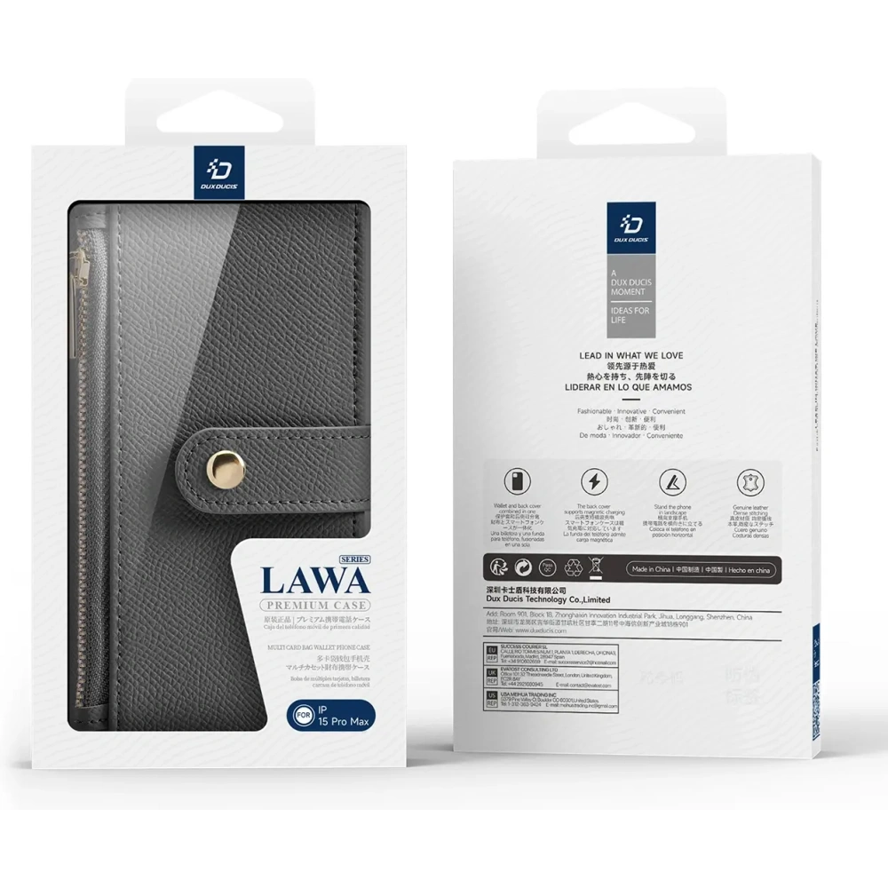 Etui z klapką Dux Ducis Lawa do Apple iPhone 15 Pro Max szare