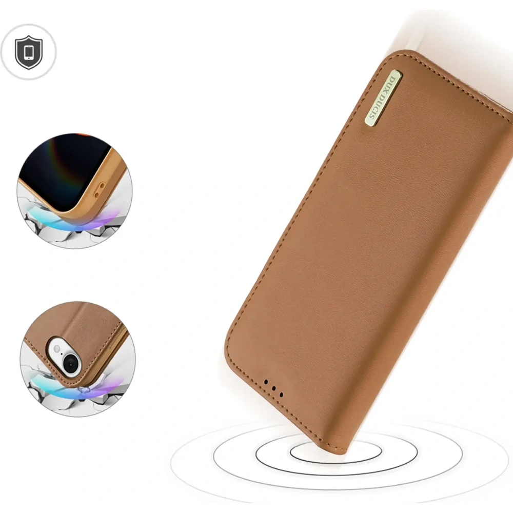 Etui z klapką Dux Ducis Hivo do Apple iPhone 16e brązowe