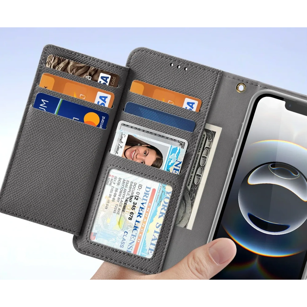 Etui z klapką Dux Ducis Lawa do Apple iPhone 16e z odłączanym portfelem magnetycznym szare