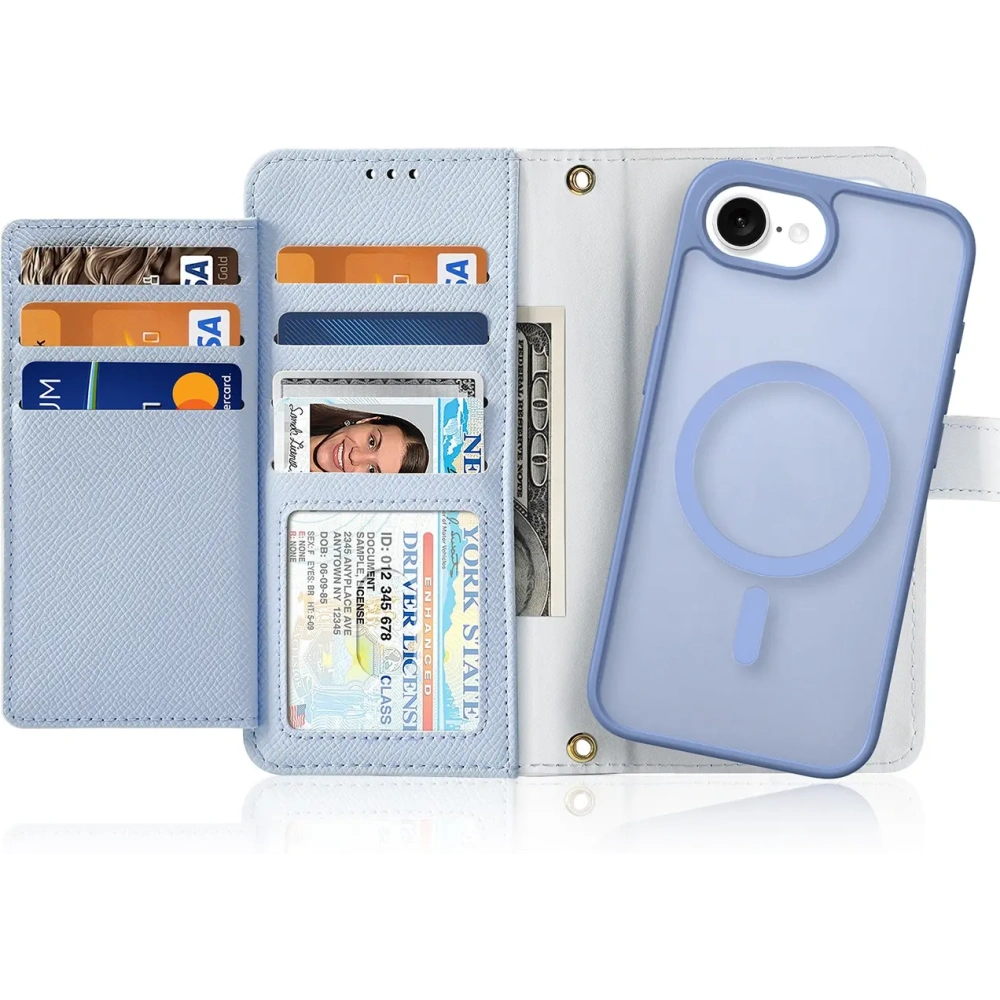 Etui z klapką Dux Ducis Lawa do Apple iPhone 16e z odłączanym portfelem magnetycznym błękitne