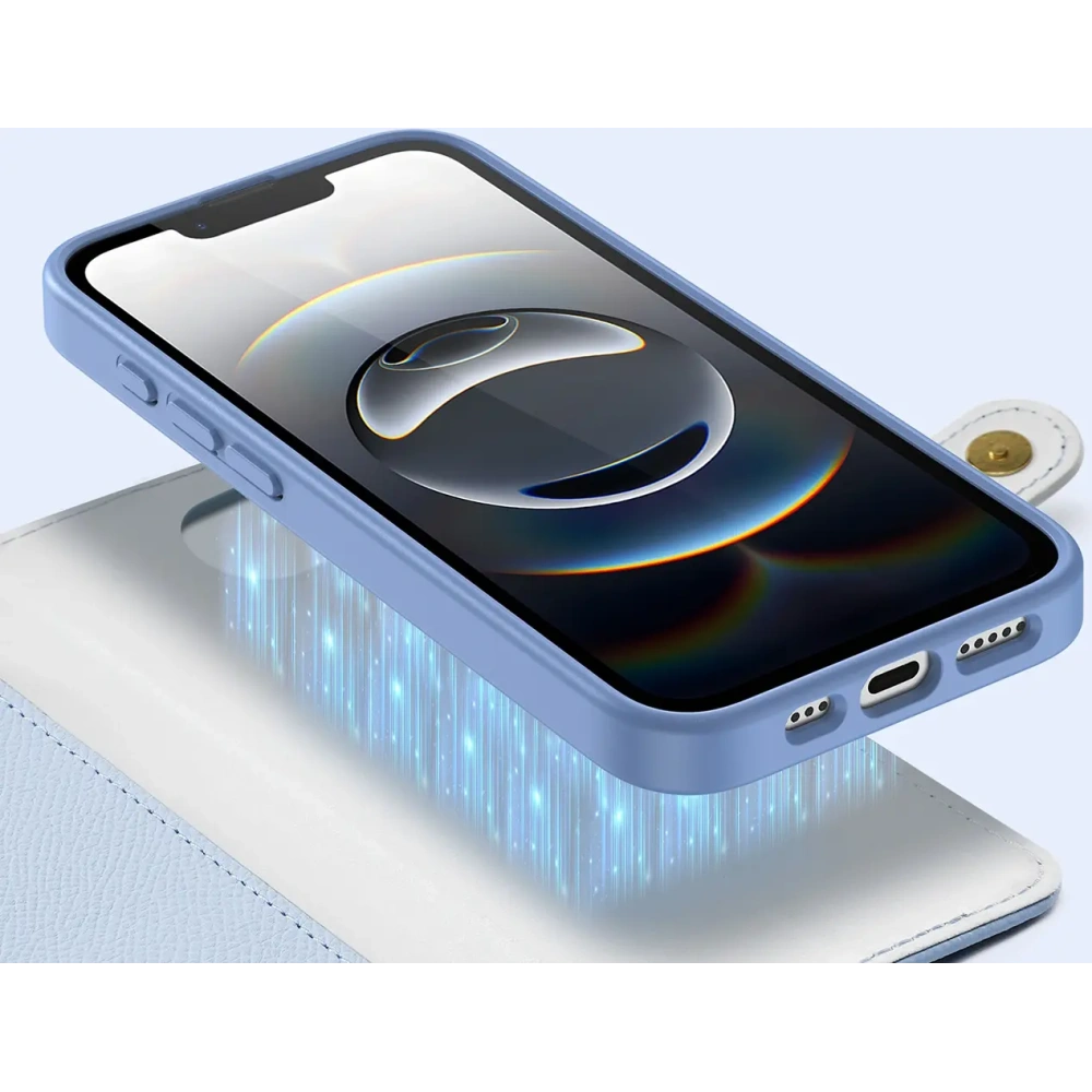 Etui z klapką Dux Ducis Lawa do Apple iPhone 16e z odłączanym portfelem magnetycznym błękitne