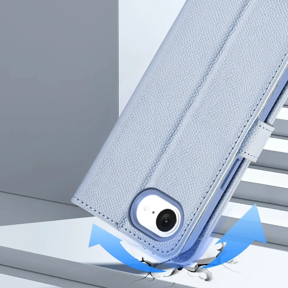 Etui z klapką Dux Ducis Lawa do Apple iPhone 16e z odłączanym portfelem magnetycznym błękitne