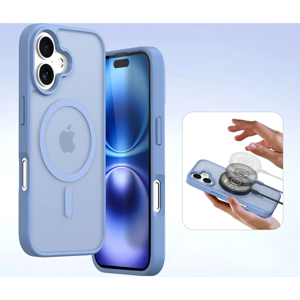 Etui z klapką Dux Ducis Lawa do Apple iPhone 16 z odłączanym portfelem magnetycznym błękitne