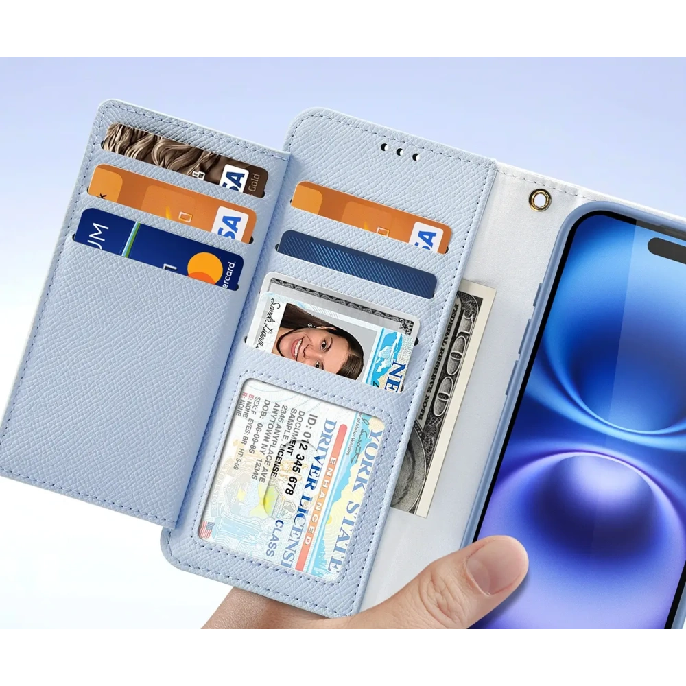 Etui z klapką Dux Ducis Lawa do Apple iPhone 16 z odłączanym portfelem magnetycznym błękitne