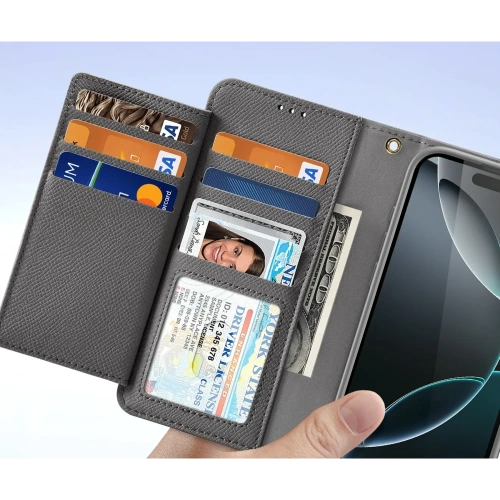 Etui z klapką Dux Ducis Lawa do Apple iPhone 16 Pro z odłączanym portfelem magnetycznym szare