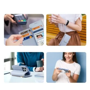 Etui z klapką Dux Ducis Lawa do Apple iPhone 16 Pro z odłączanym portfelem magnetycznym błękitne
