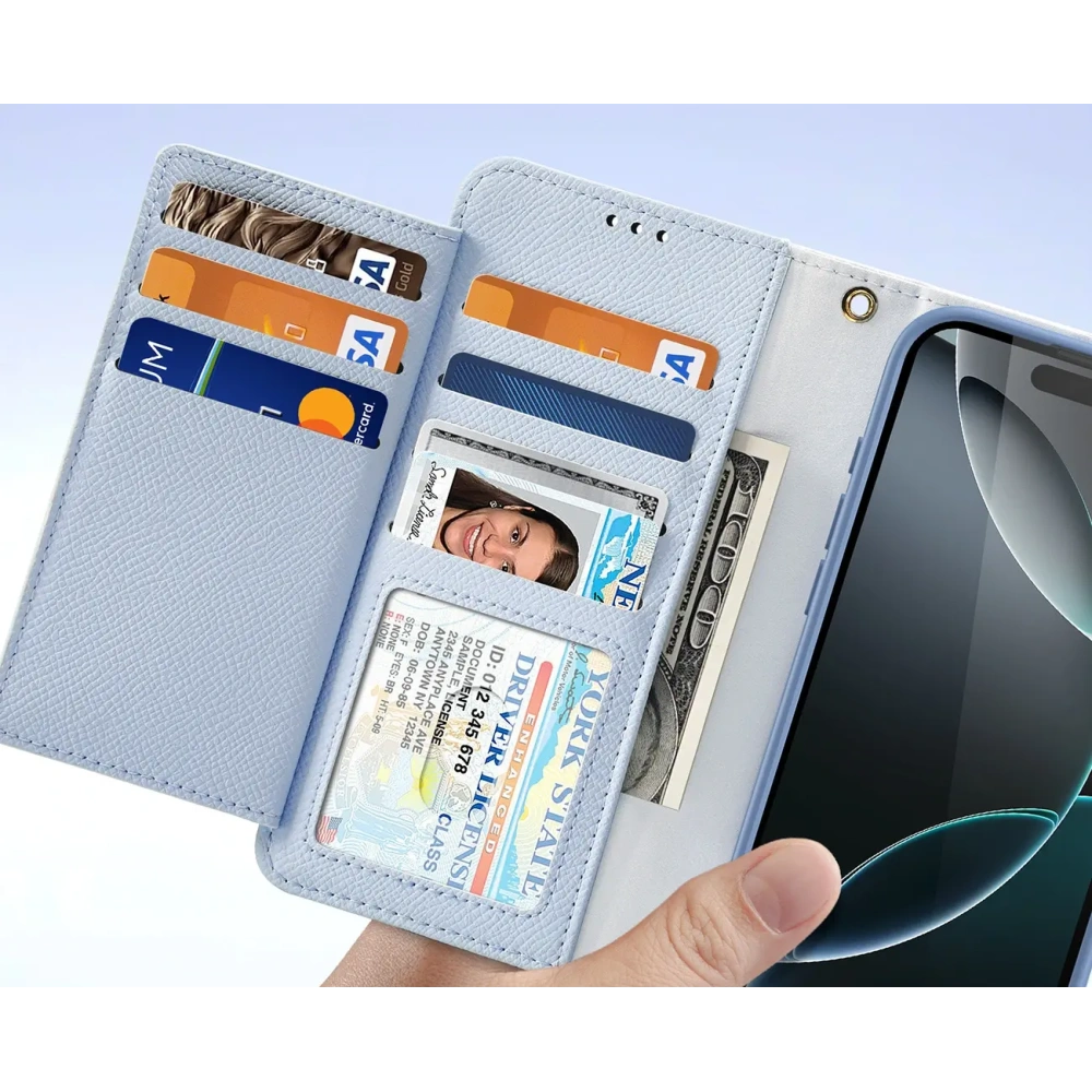 Etui z klapką Dux Ducis Lawa do Apple iPhone 16 Pro z odłączanym portfelem magnetycznym błękitne