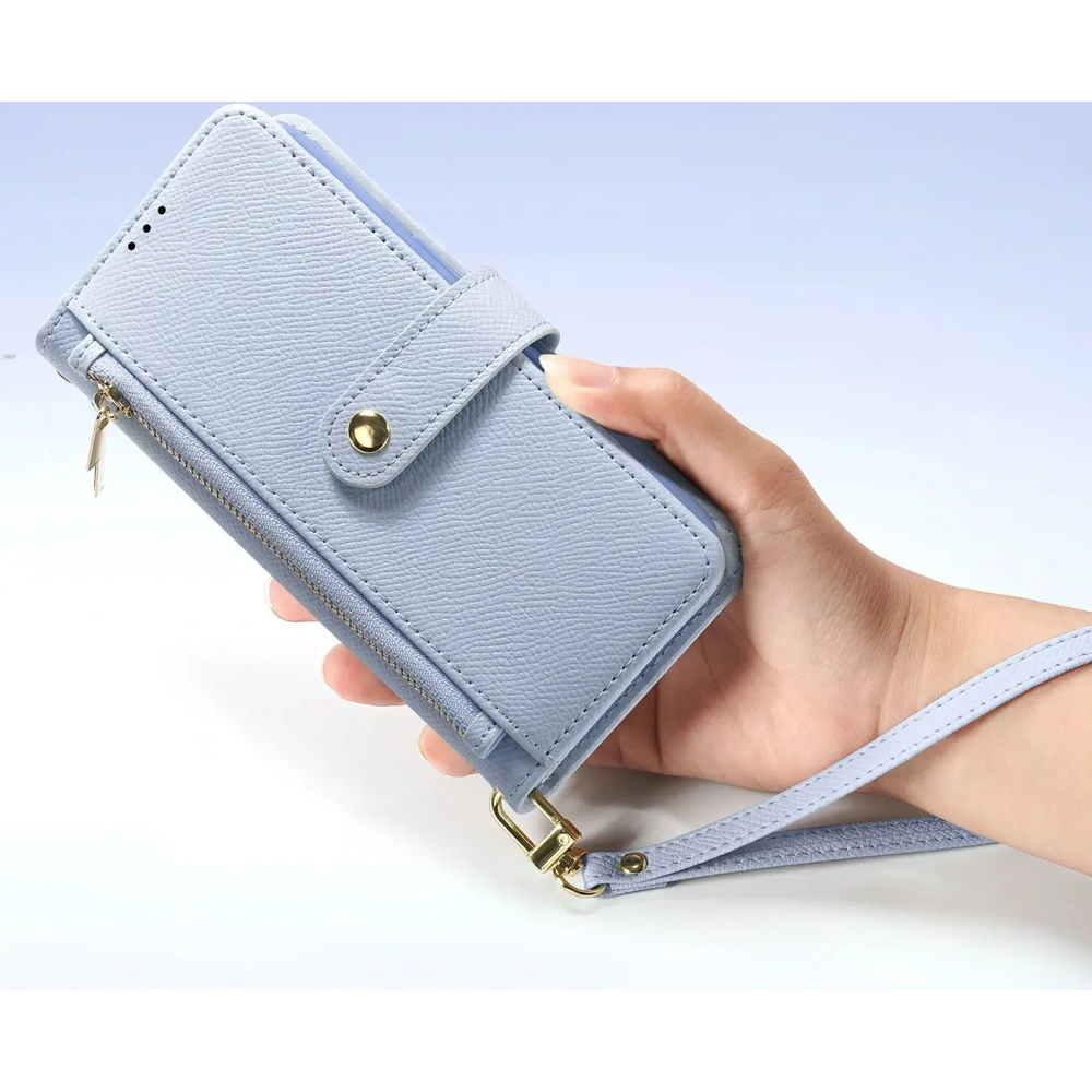 Etui z klapką Dux Ducis Lawa do Apple iPhone 16 Pro z odłączanym portfelem magnetycznym błękitne