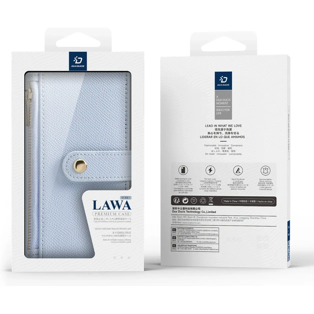 Etui z klapką Dux Ducis Lawa do Apple iPhone 16 Pro z odłączanym portfelem magnetycznym błękitne