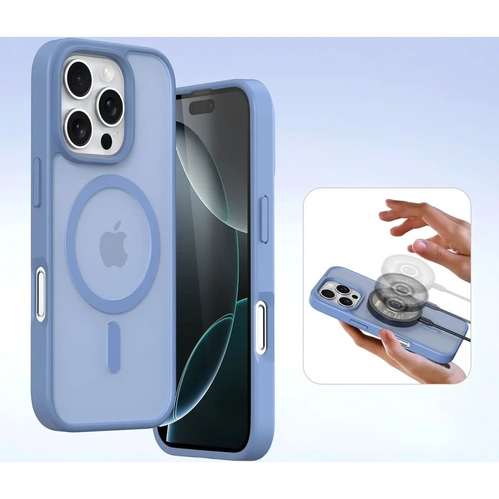 Etui z klapką Dux Ducis Lawa do Apple iPhone 16 Pro Max z odłączanym portfelem magnetycznym błękitne