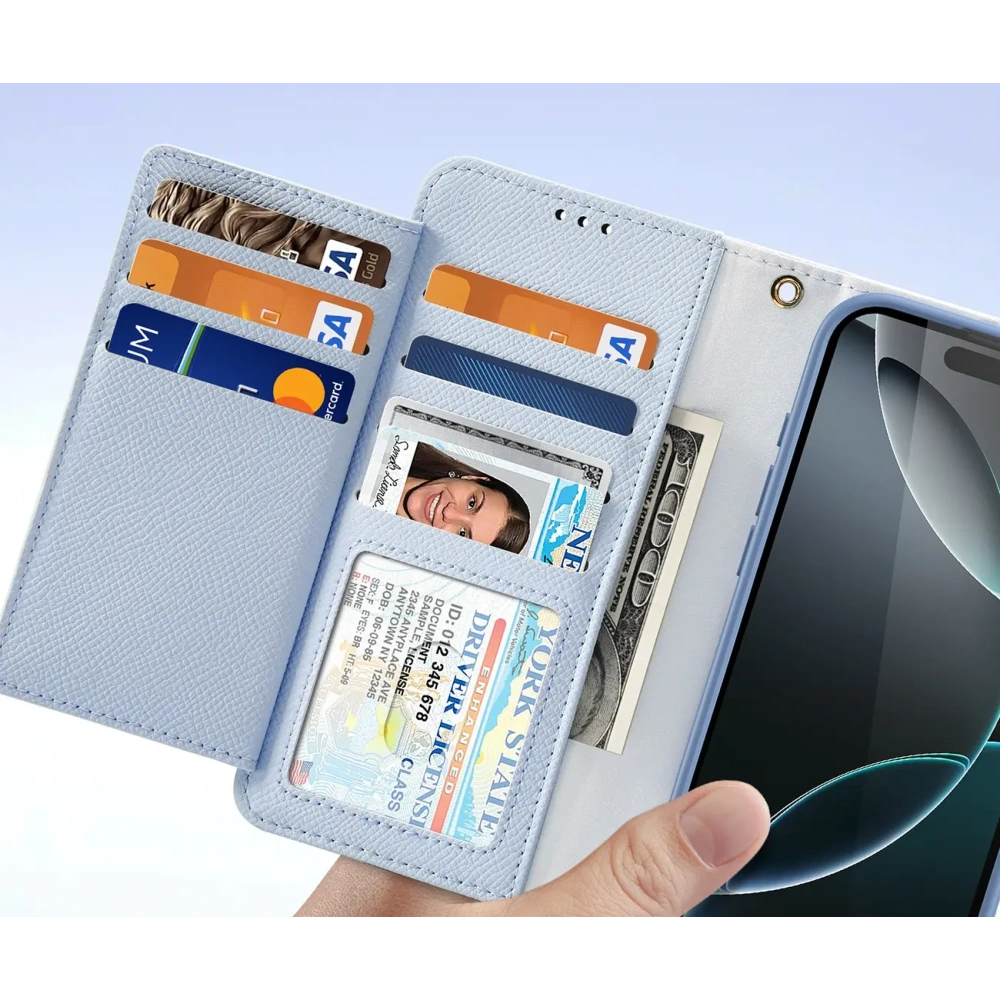 Etui z klapką Dux Ducis Lawa do Apple iPhone 16 Pro Max z odłączanym portfelem magnetycznym błękitne