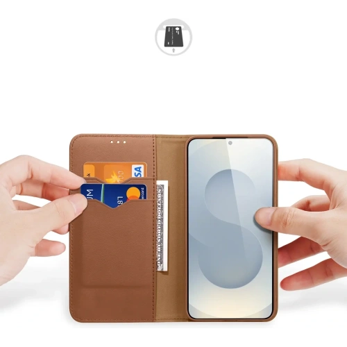 Etui z klapką Dux Ducis Hivo do Samsung Galaxy S25 Edge brązowe