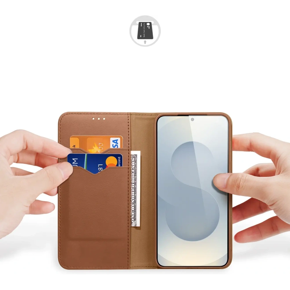 Etui z klapką Dux Ducis Hivo do Samsung Galaxy S25 Edge brązowe
