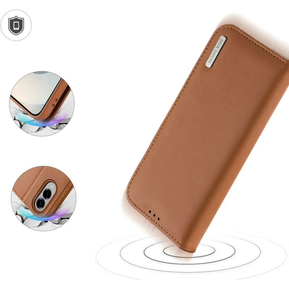 Etui z klapką Dux Ducis Hivo do Samsung Galaxy S25 Edge brązowe