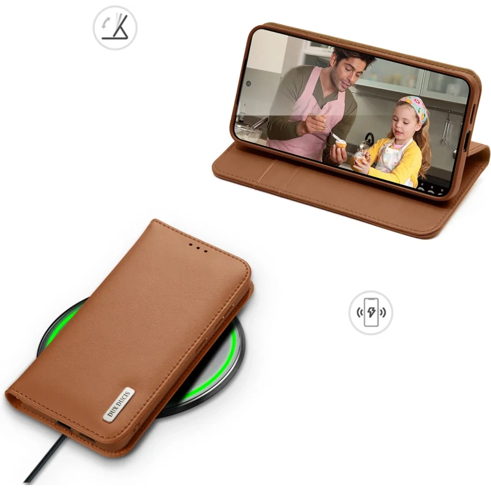 Etui z klapką Dux Ducis Hivo do Samsung Galaxy S25 Edge brązowe