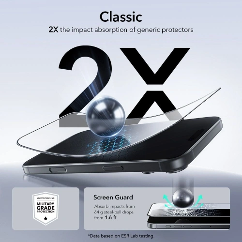 Szkło hartowane ESR Ultrafit Tempered Glass do Apple iPhone 17 Pro Max Clear [2 PACK]