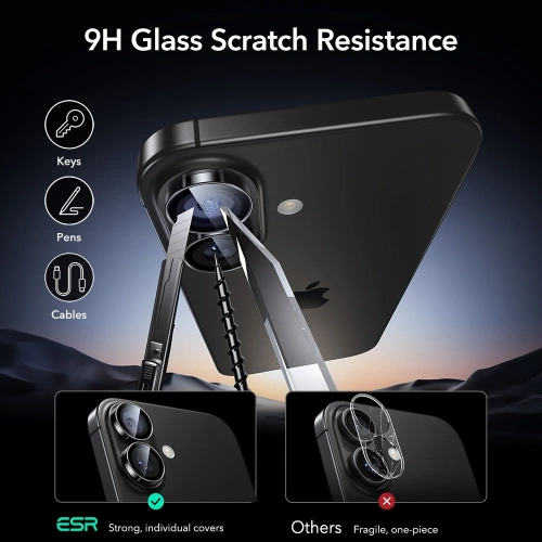 Osłona na aparat ESR Armorite Camera Protector do Apple iPhone 16 / 16 Plus / 17 Black