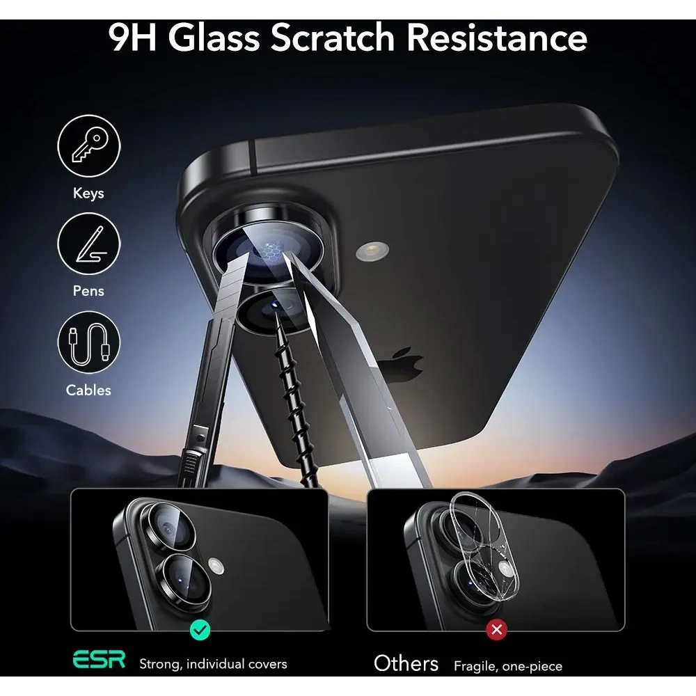 Osłona na aparat ESR Armorite Camera Protector do Apple iPhone 16 / 16 Plus / 17 Black