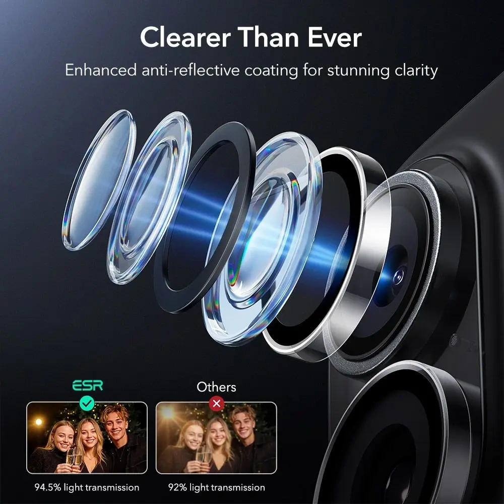 Osłona na aparat ESR Armorite Camera Protector do Apple iPhone 16 / 16 Plus / 17 Clear