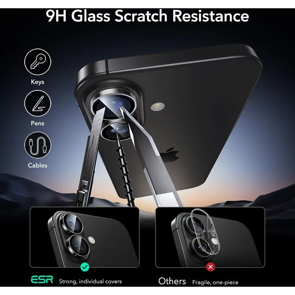 Osłona na aparat ESR Armorite Camera Protector do Apple iPhone 16 / 16 Plus / 17 Clear
