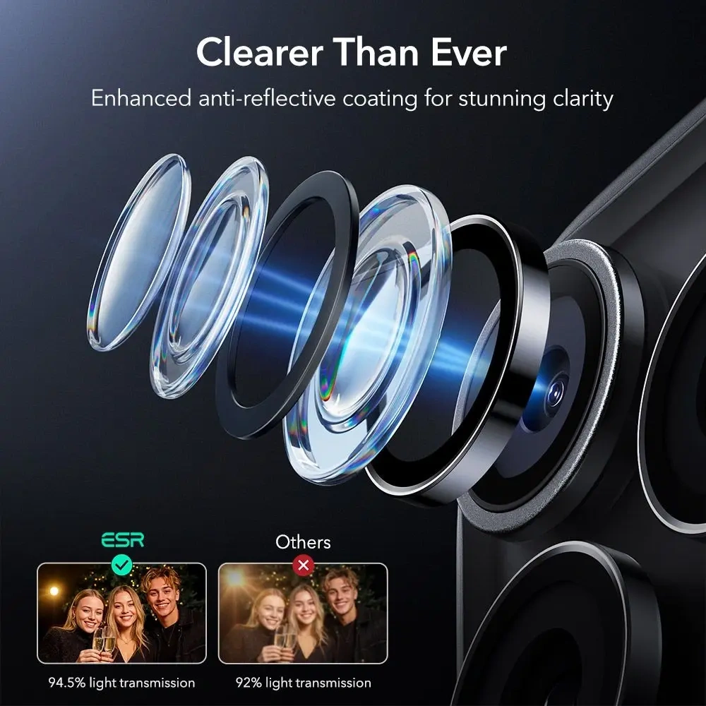 Osłona na aparat ESR Armorite Camera Protector do Apple iPhone 14 Pro / 14 Pro Max / 15 Pro / 15 Pro Max / 16 Pro / 16 Pro Max / 17 Pro / 17 Pro Max Black