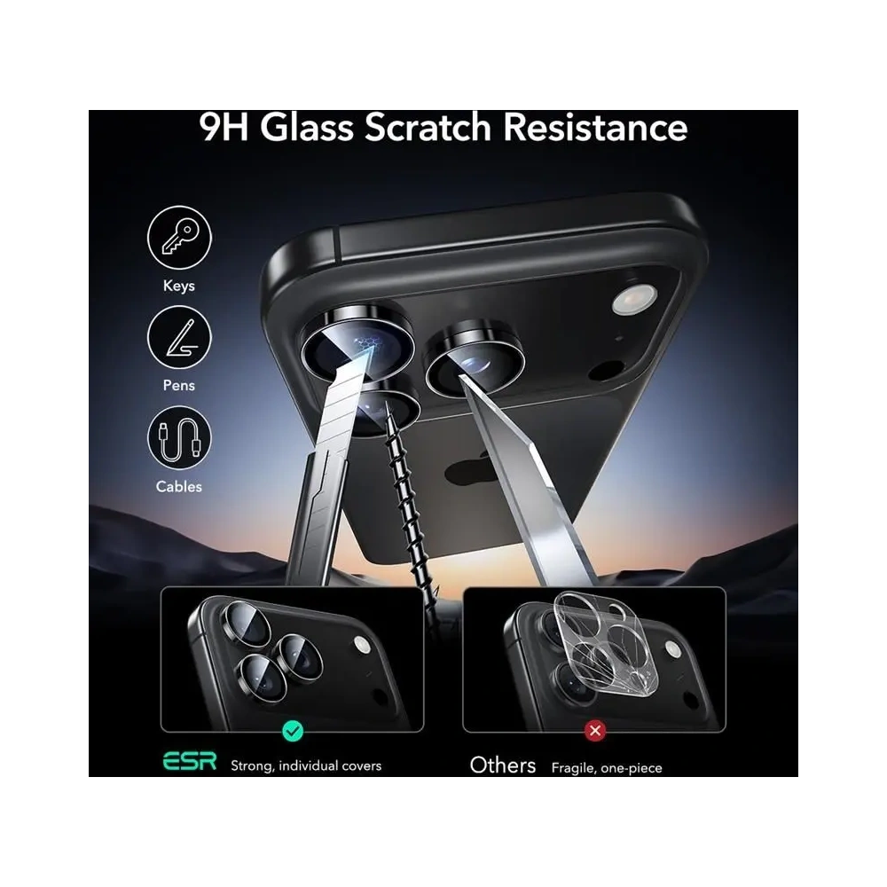 Osłona na aparat ESR Armorite Camera Protector do Apple iPhone 14 Pro / 14 Pro Max / 15 Pro / 15 Pro Max / 16 Pro / 16 Pro Max / 17 Pro / 17 Pro Max Black