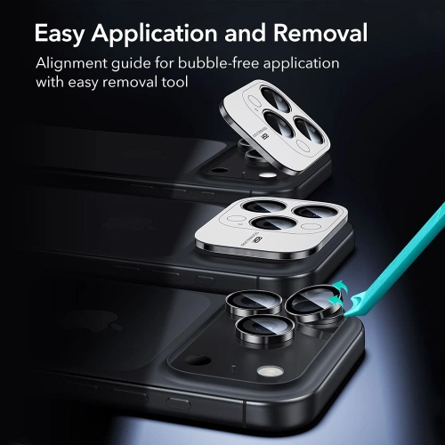 Osłona na aparat ESR Armorite Camera Protector do Apple iPhone 14 Pro / 14 Pro Max / 15 Pro / 15 Pro Max / 16 Pro / 16 Pro Max / 17 Pro / 17 Pro Max Black
