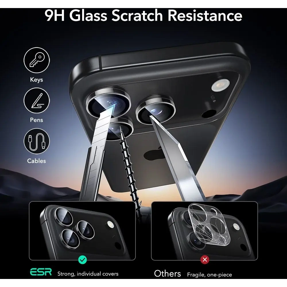 Osłona na aparat ESR Armorite Camera Protector do Apple iPhone 14 Pro / 14 Pro Max / 15 Pro / 15 Pro Max / 16 Pro / 16 Pro Max / 17 Pro / 17 Pro Max Clear