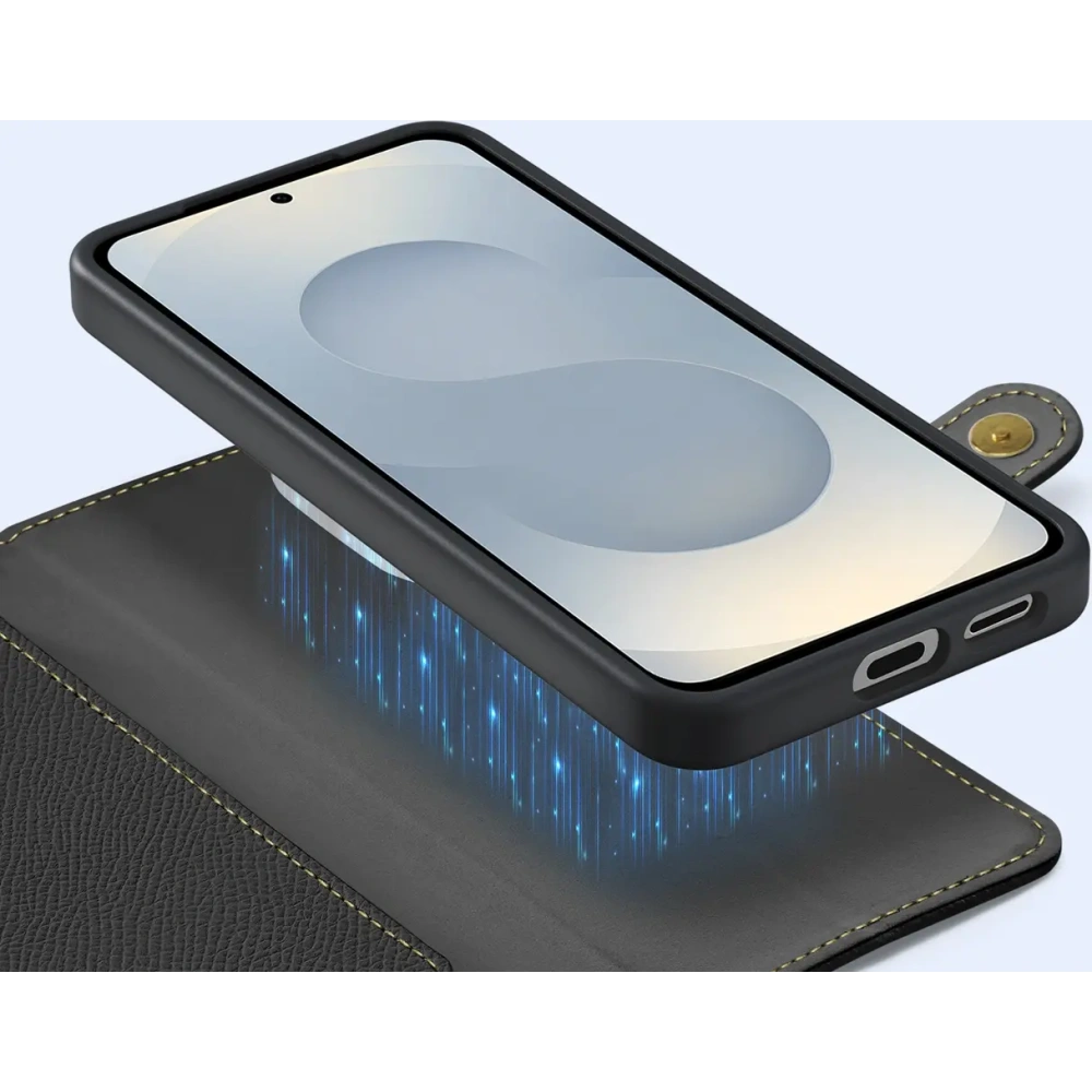 Etui z klapką Dux Ducis Lawa MagSafe do Samsung Galaxy S25 Edge czarne