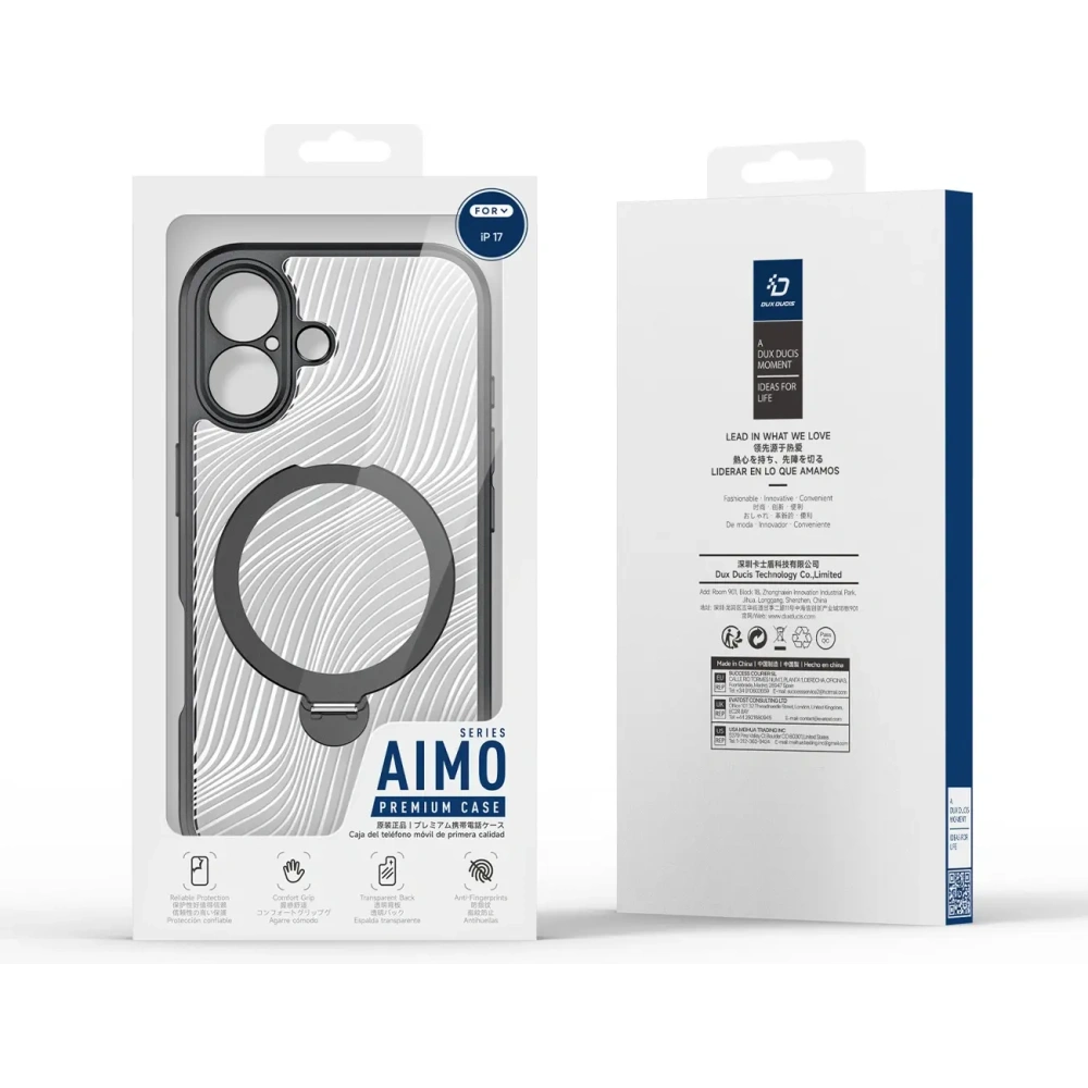 Etui Dux Ducis Aimo Mag z pierścieniem magnetycznym i podstawką do Apple iPhone 17 czarne