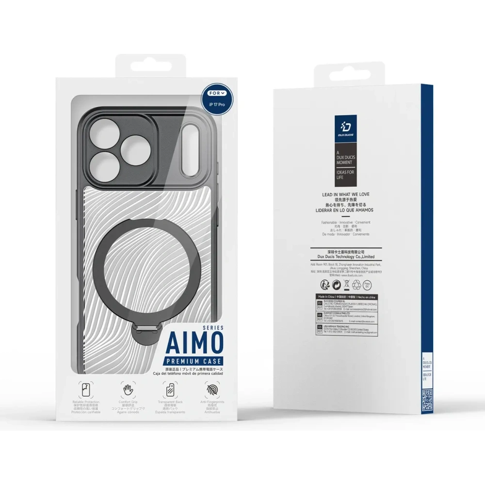 Etui Dux Ducis Aimo Mag z pierścieniem magnetycznym i podstawką do Apple iPhone 17 Pro czarne